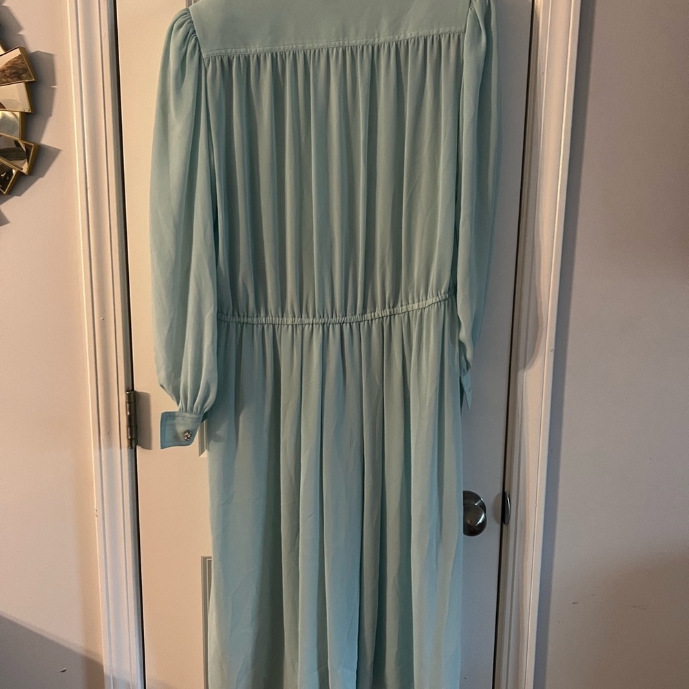 Vintage Leslie Fay Light Blue Long Sleeve Dress - Picture 6 of 7